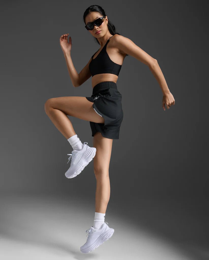 2XU South Africa - Women's Aero Hi - Rise 4 inch Shorts - BLK/SRF