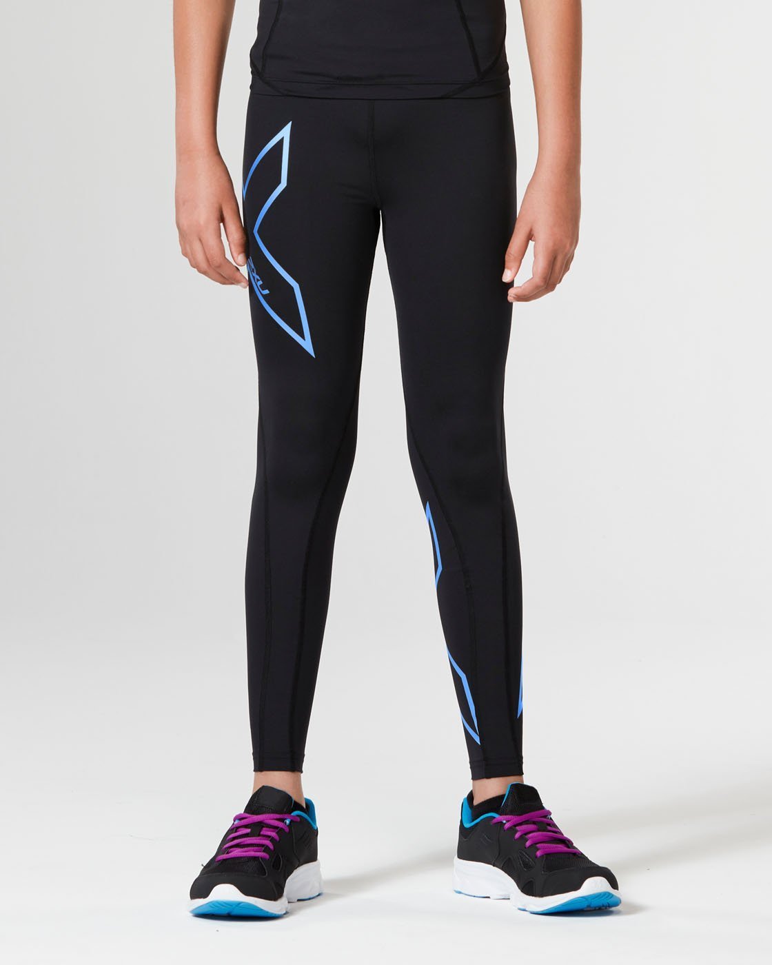 Girls Core Compression Tights Black Blue M