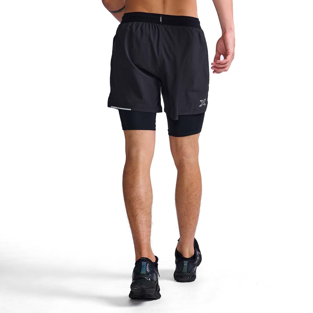 2XU South Africa - Men's Aero 2-In-1 5 inch Shorts - Black/Silver Reflective