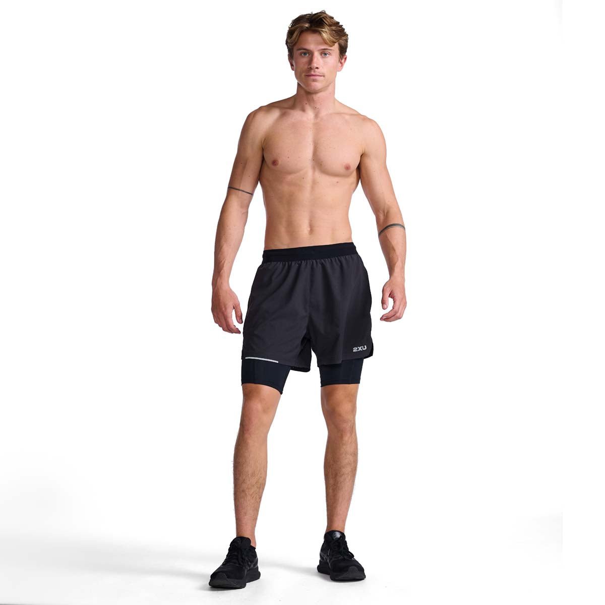 2XU South Africa - Men's Aero 2-In-1 5 inch Shorts - Black/Silver Reflective