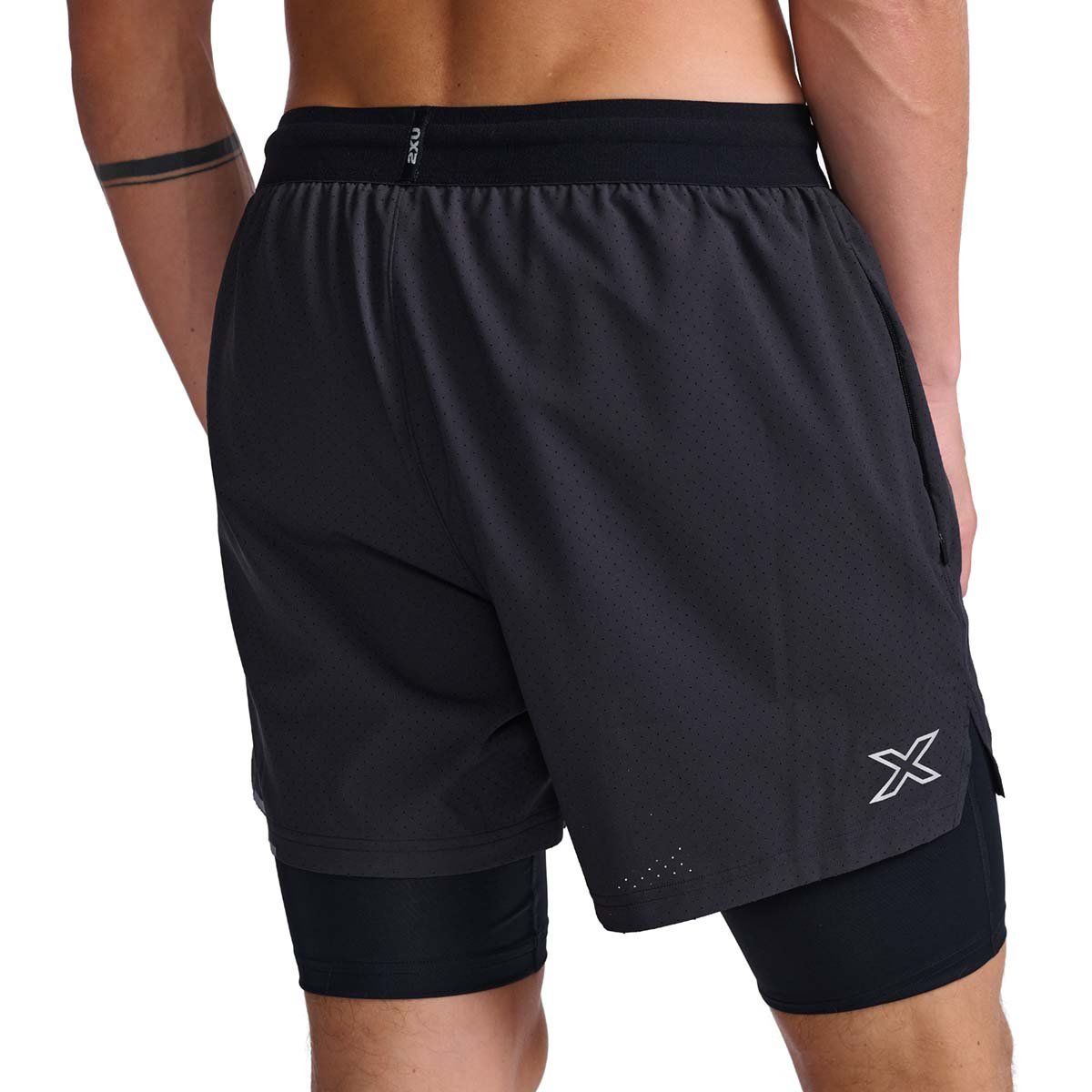 2XU South Africa - Men's Aero 2-In-1 5 inch Shorts - Black/Silver Reflective