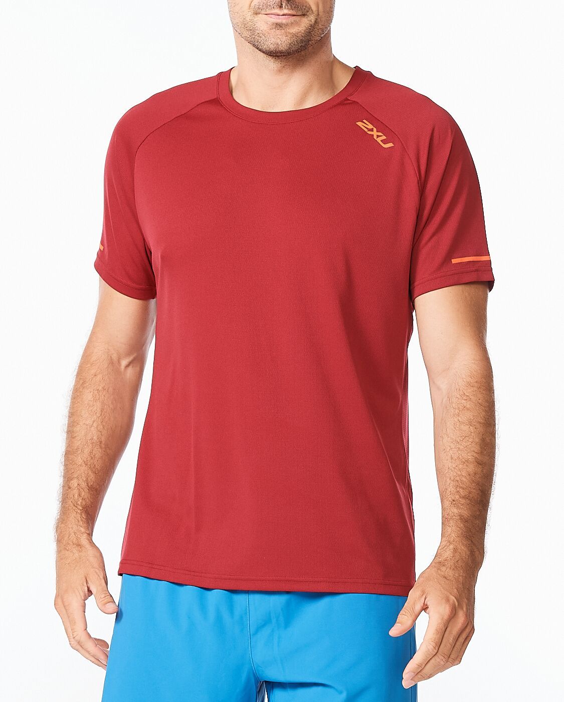 2XU South Africa - Men's Aero Tee - Rhubarb/Fiesta Reflective