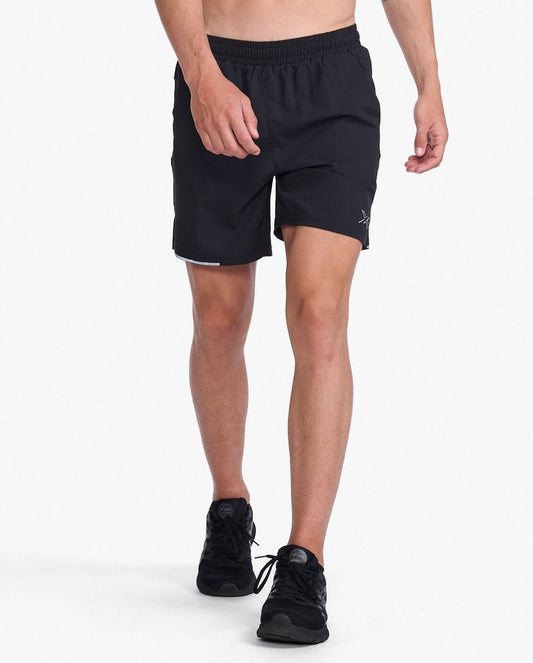 2XU South Africa - Mens Aero 7 Inch Shorts - BLK/SRF