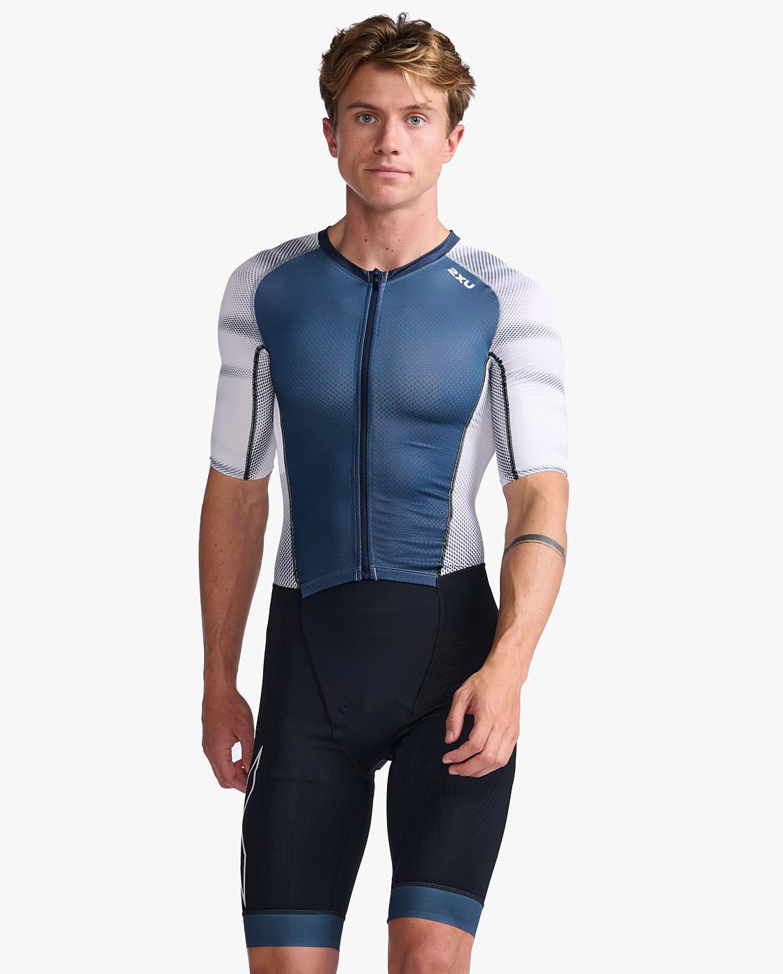 2XU South Africa - Mens Light Speed Sleeved Trisuit - Midnight/White