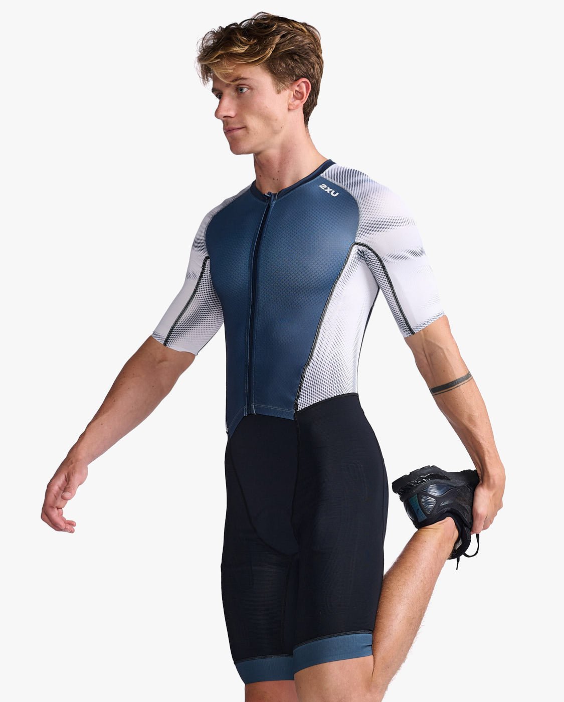 2XU South Africa - Mens Light Speed Sleeved Trisuit - Midnight/White