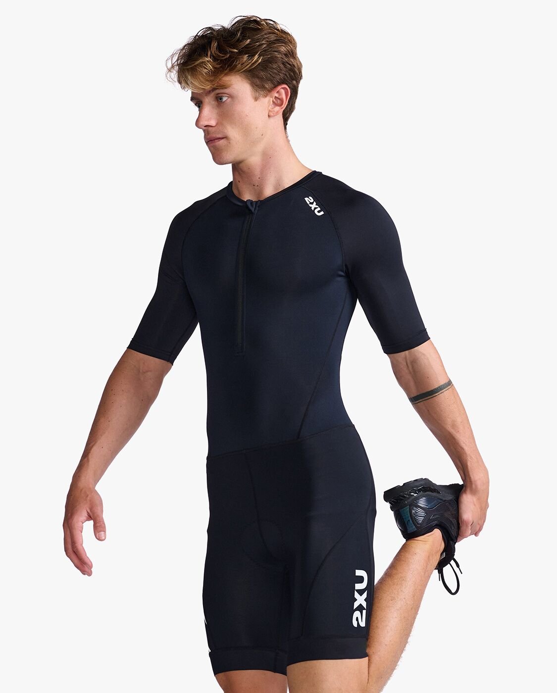 2XU South Africa - Mens Core Sleeved Trisuit - BLK/WHT