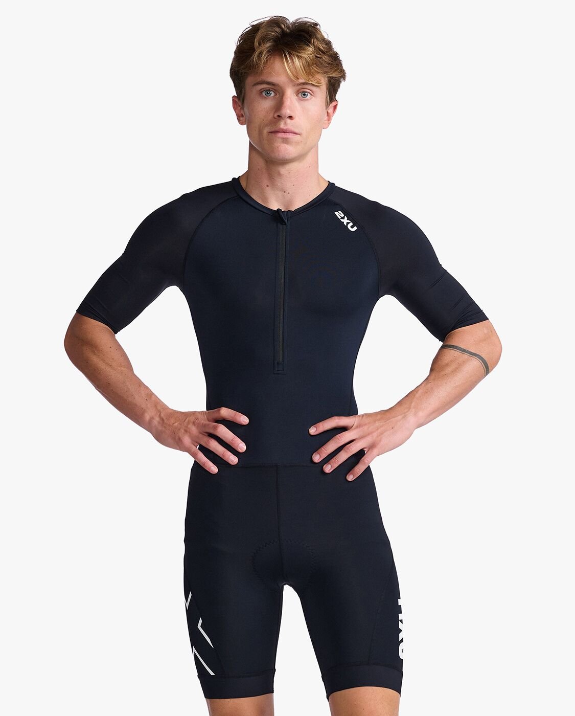 2XU South Africa - Mens Core Sleeved Trisuit - BLK/WHT