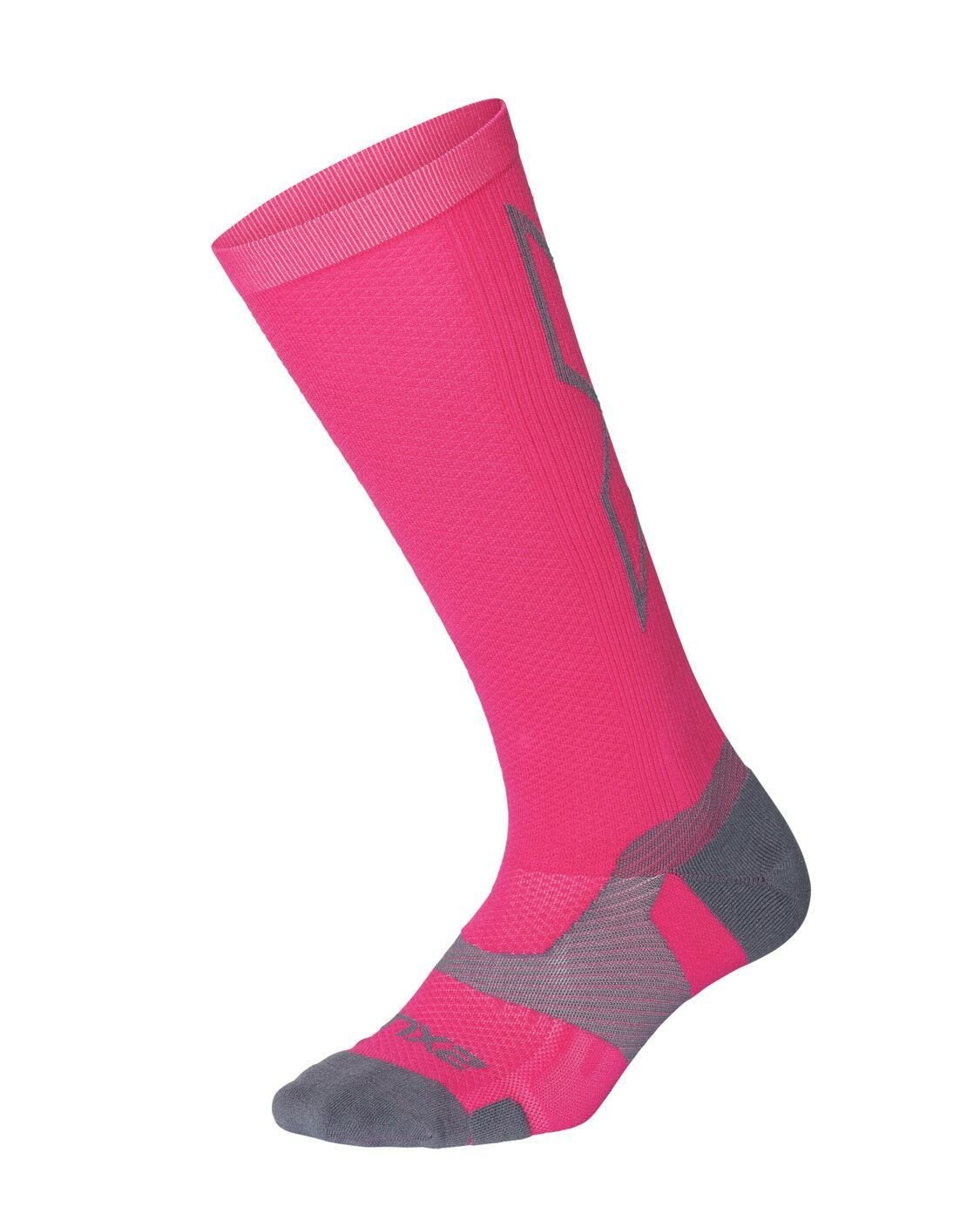 2XU South Africa - Vectr Light Cushion Full Length Socks - Hot Pink/Grey