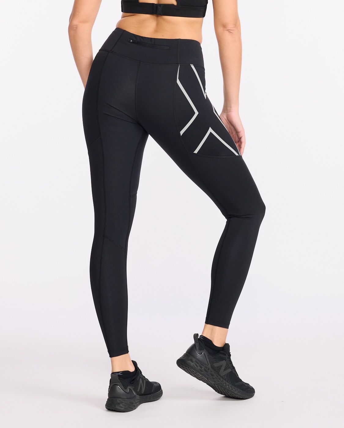 2XU South Africa - Womens Aero Vent Mid-Rise Compression Tights - Black/Silver Reflective