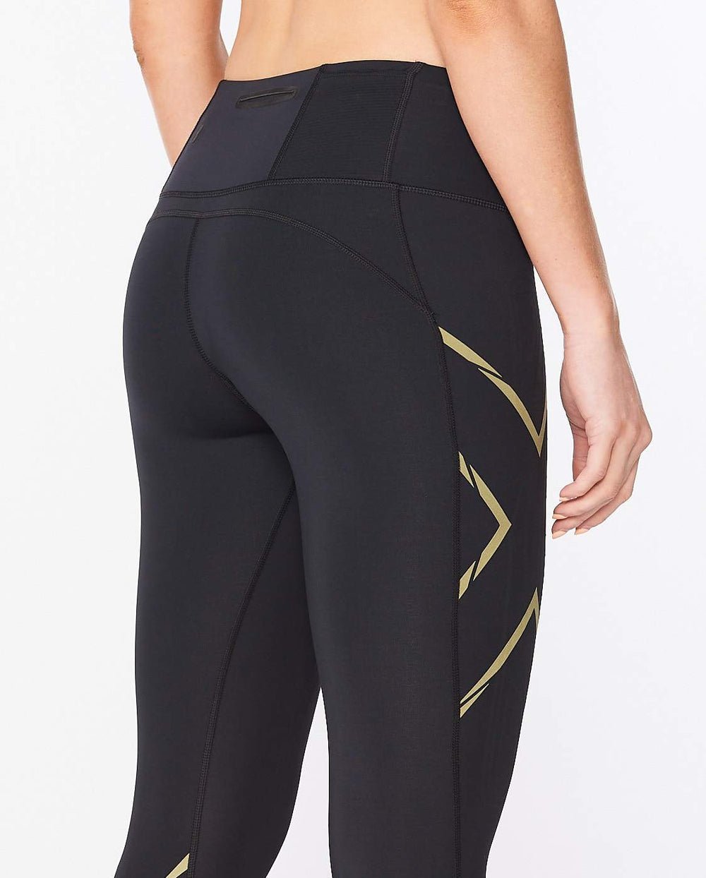 2XU South Africa - Women's Light Speed Mid-Rise Compression Tights - Black/Gold Reflective