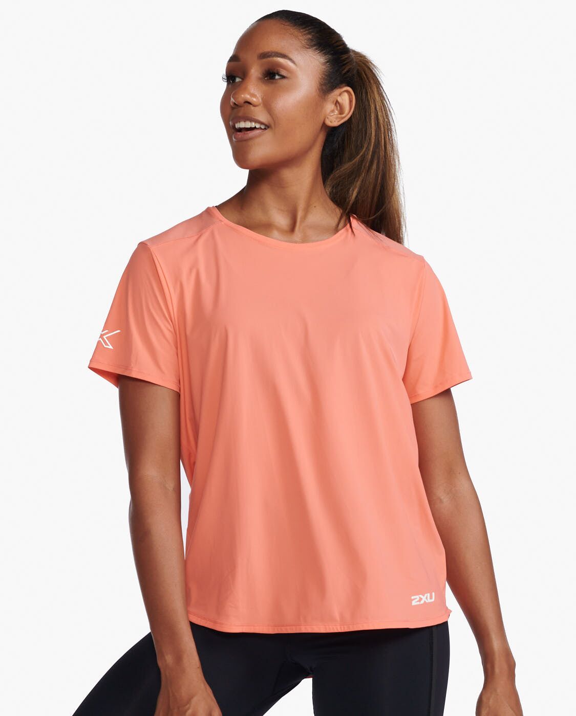 2XU South Africa - Womens Motion Mesh Tee - Hyper Coral/White Reflective