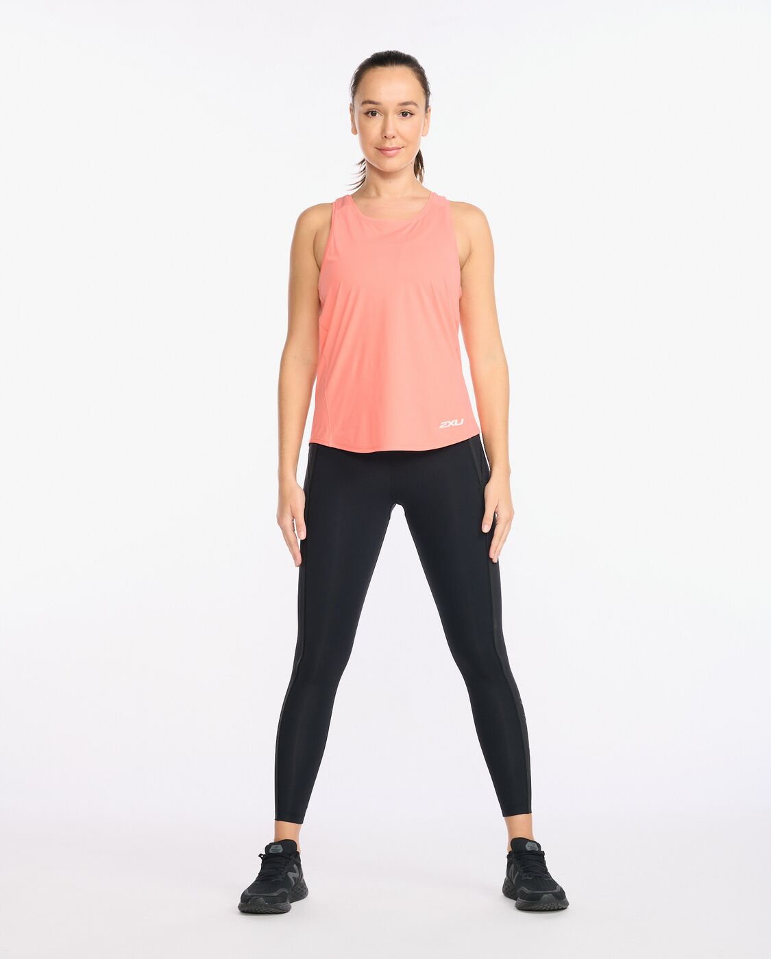 2XU South Africa - Women's Motion Mesh Tank - Hyper Coral/White Reflective