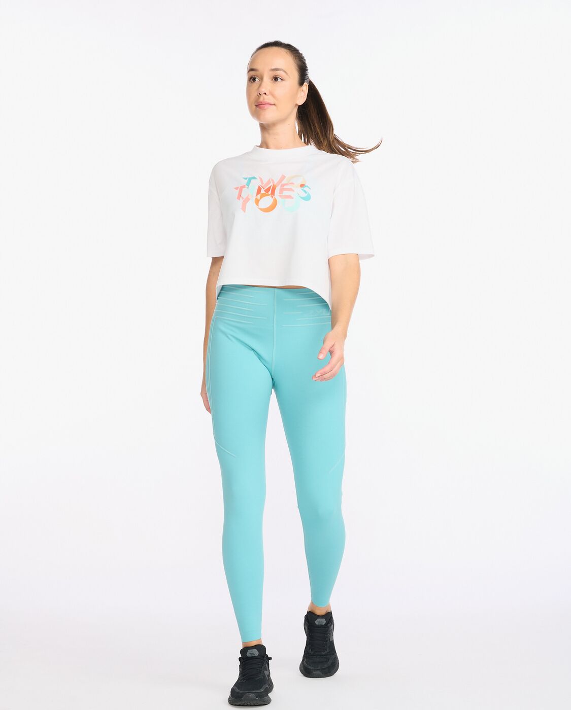 2XU South Africa - Womens Form Crop Tee - White - White/Two Times You