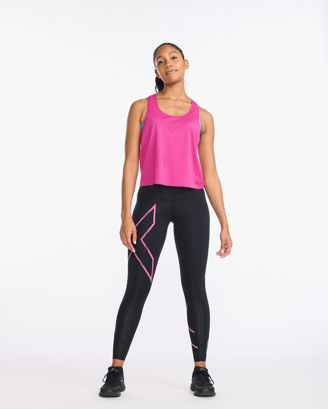 2XU South Africa - Womens Light Speed Tech Crop Singlet - Festival/Mulberry Reflective