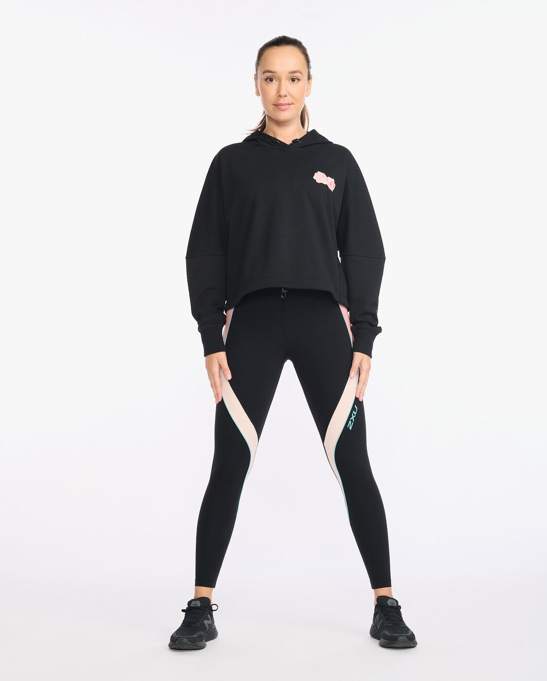 2XU South Africa - Womens Form Pop Seam Hoodie - Black - Black/Peach Whip