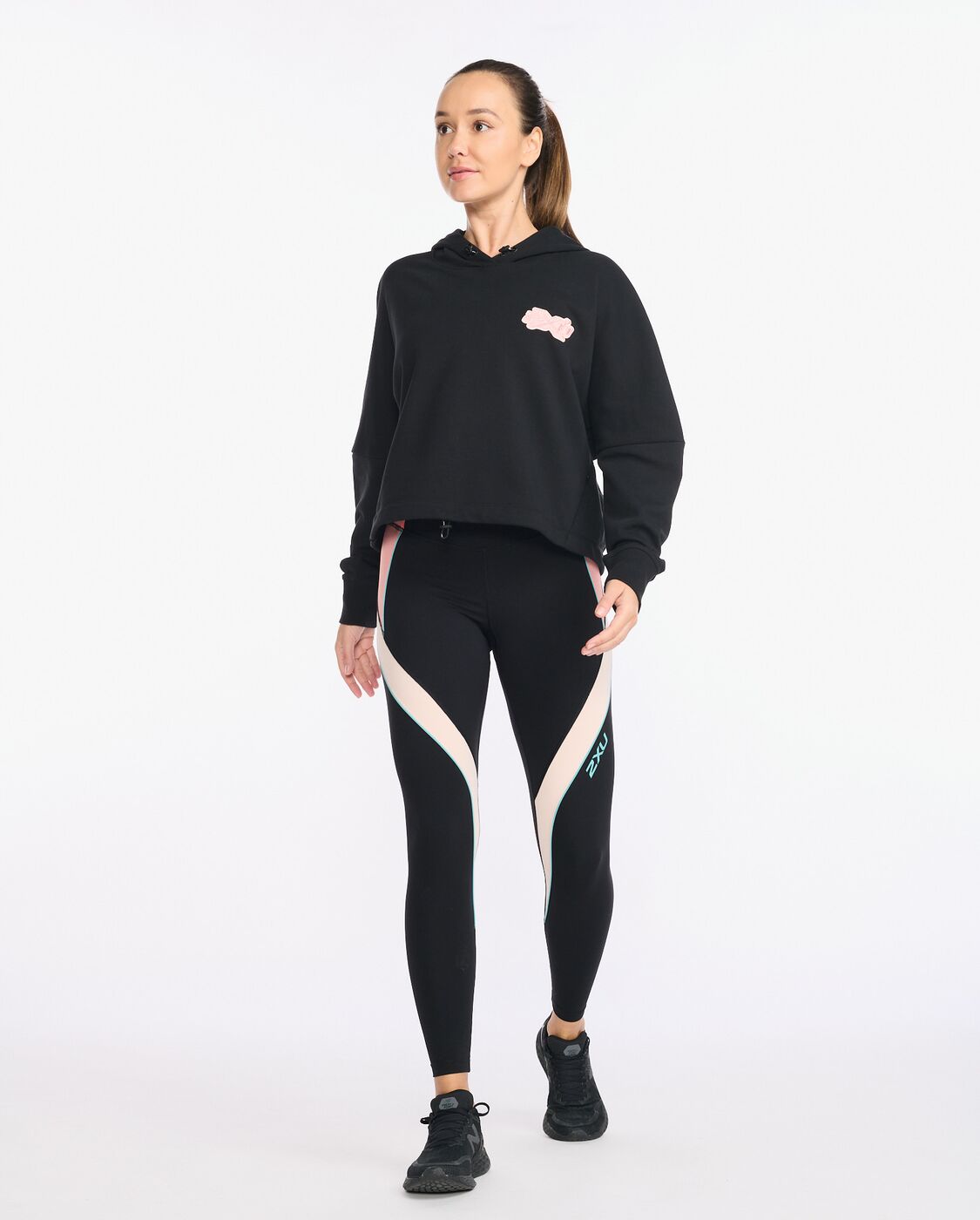 2XU South Africa - Womens Form Pop Seam Hoodie - Black - Black/Peach Whip