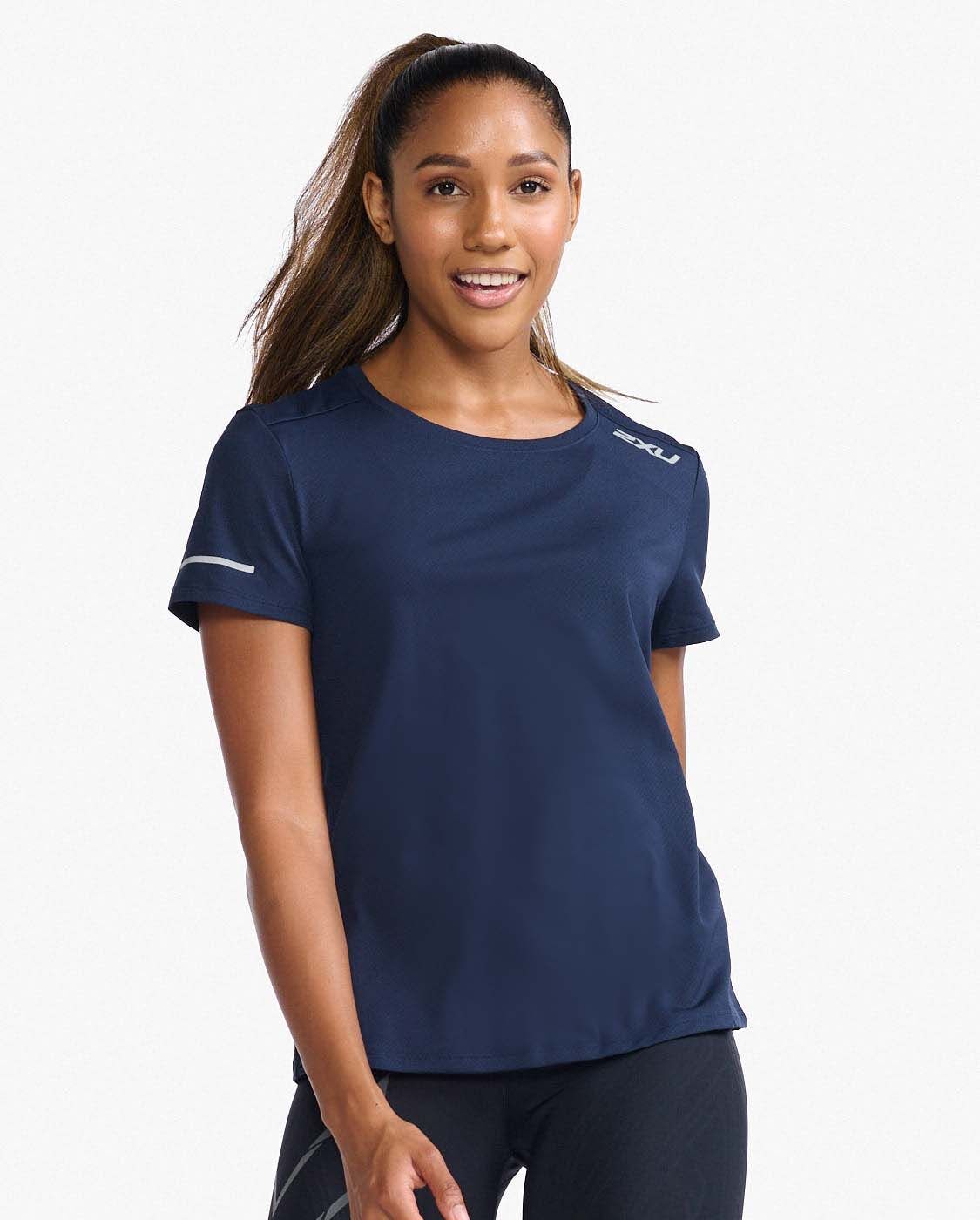 2XU South Africa - Womens Light Speed Tee - Midnight - Midnight/Silver Reflective