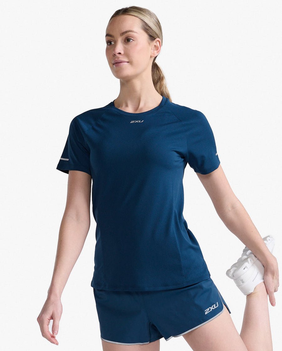 2XU South Africa - Womens Light Speed Tee - Moonlight/Silver Reflective
