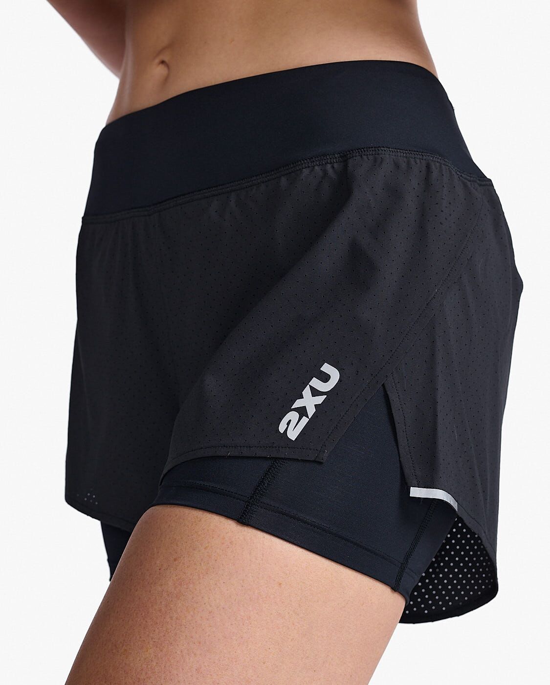 2XU South Africa - Womens Aero 2-in-1 4 Inch Shorts - BLK/SRF