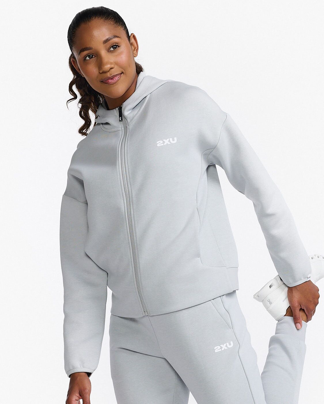 2XU South Africa - Womens Commute Full Zip Hoodie - HBM/WHT