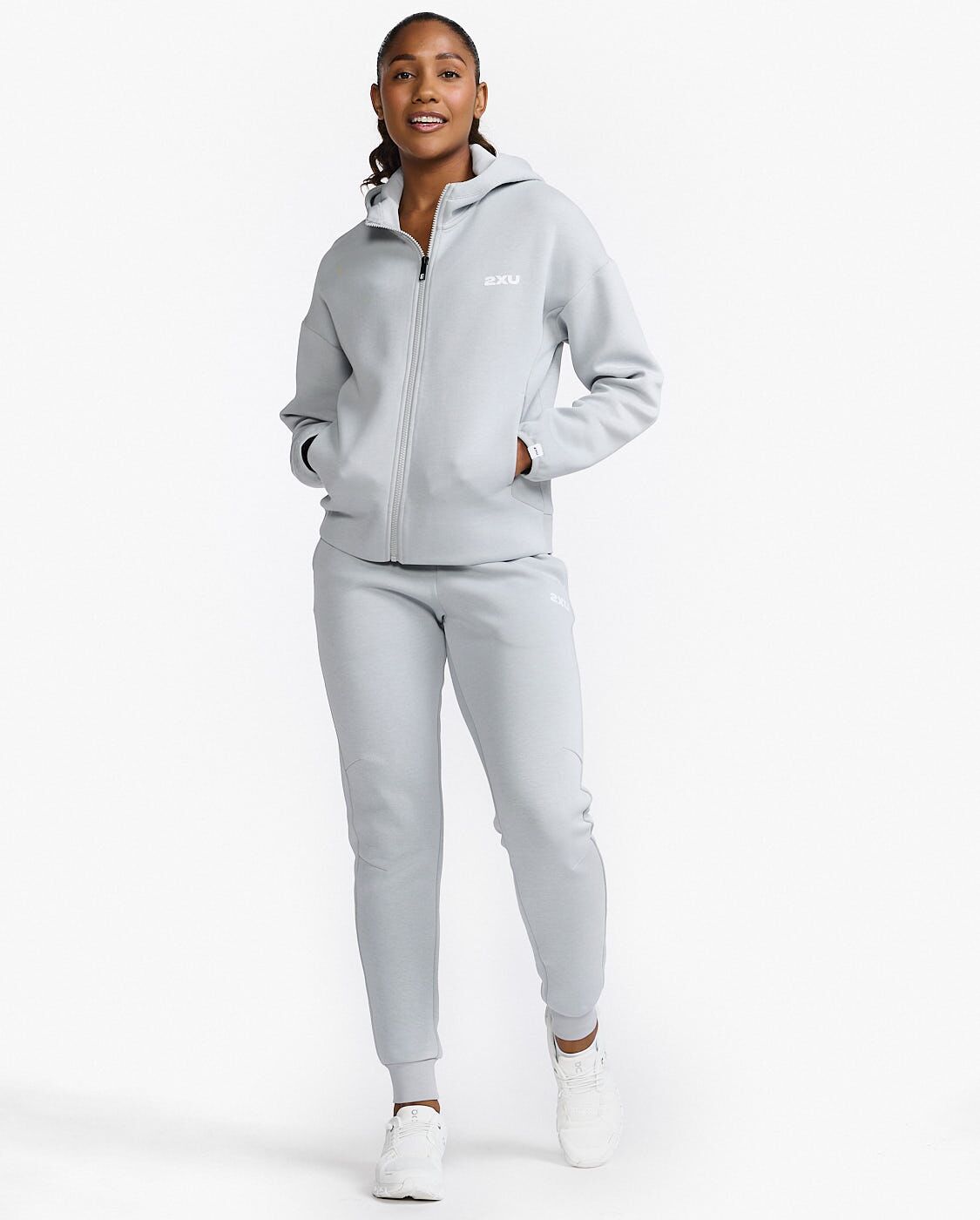 2XU South Africa - Womens Commute Full Zip Hoodie - HBM/WHT