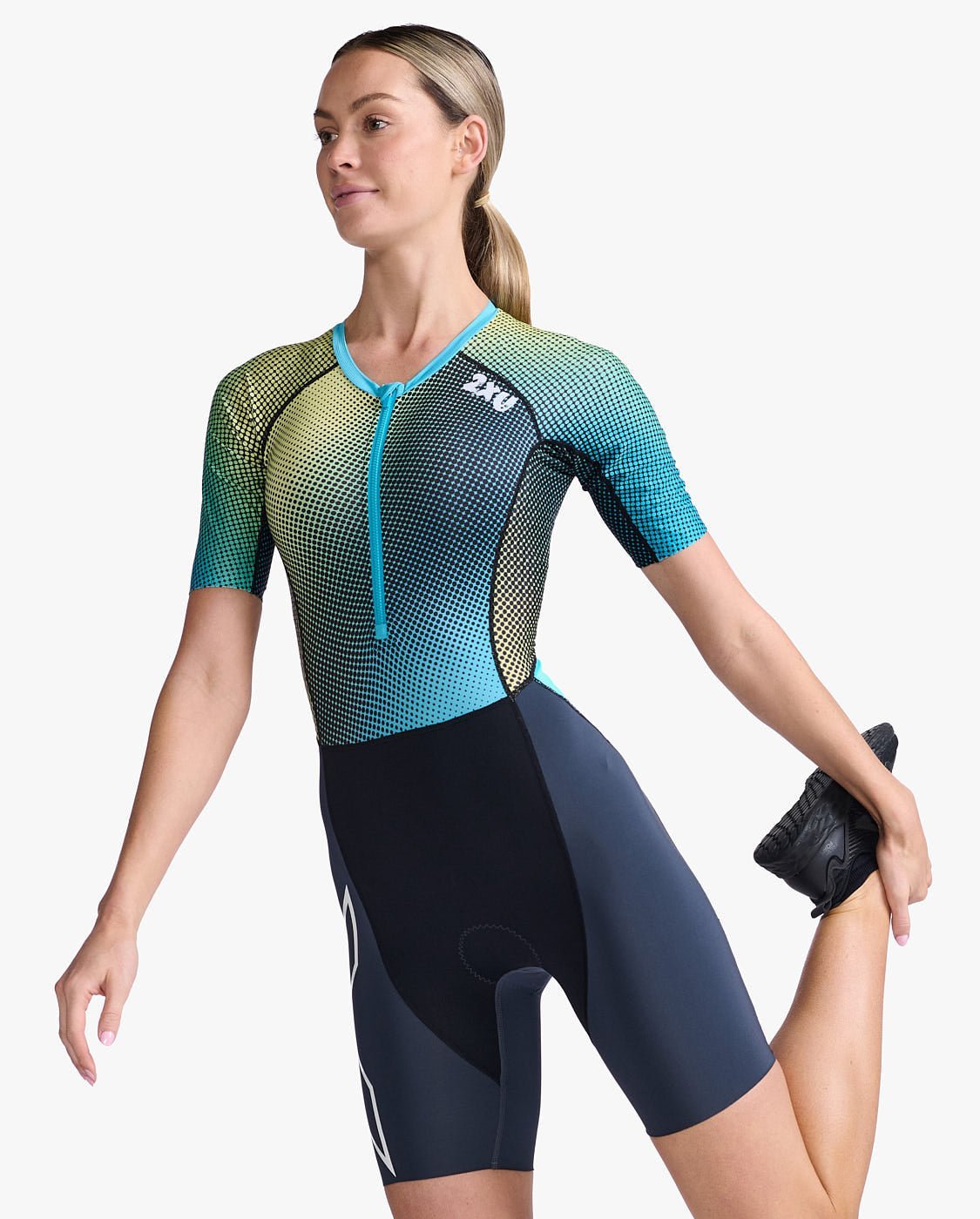 2XU South Africa - Womens Aero Sleeved Trisuit - India Ink/White