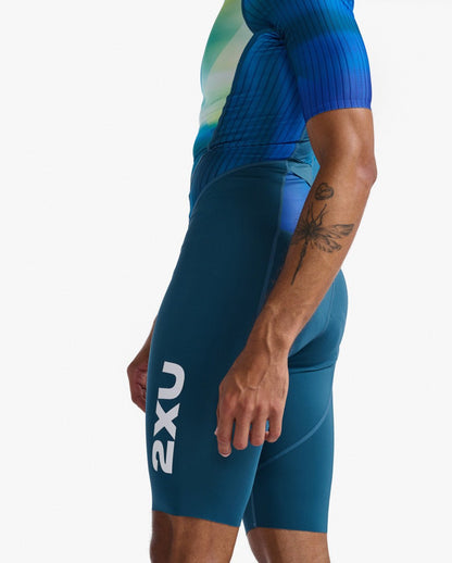 2XU South Africa - Men's Aero Sleeved Trisuit - Spring Green / Majol - Spring Green / Majol