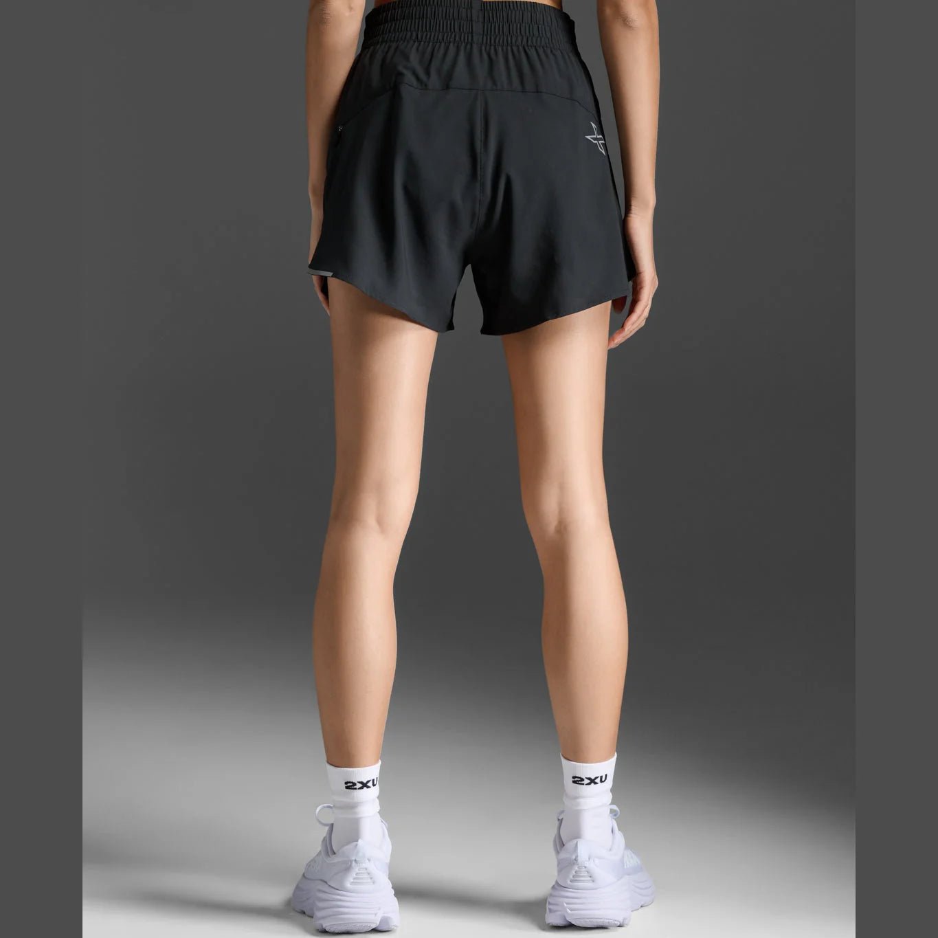 2XU South Africa - Women's Aero Hi - Rise 4 inch Shorts - Black/Silver Reflective