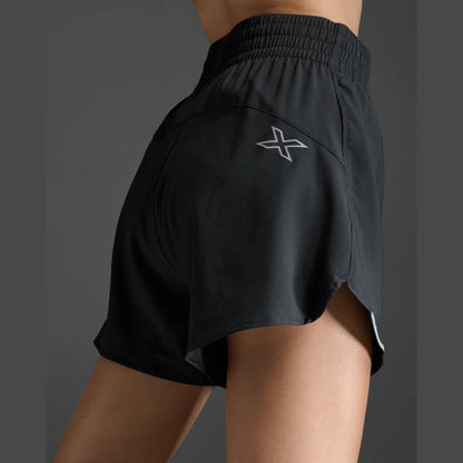 2XU South Africa - Women's Aero Hi - Rise 4 inch Shorts - Black/Silver Reflective