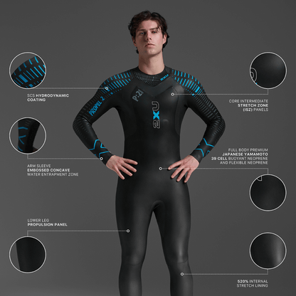 2XU South Africa - Men's Propel:2 Wetsuit - Black/Aloha