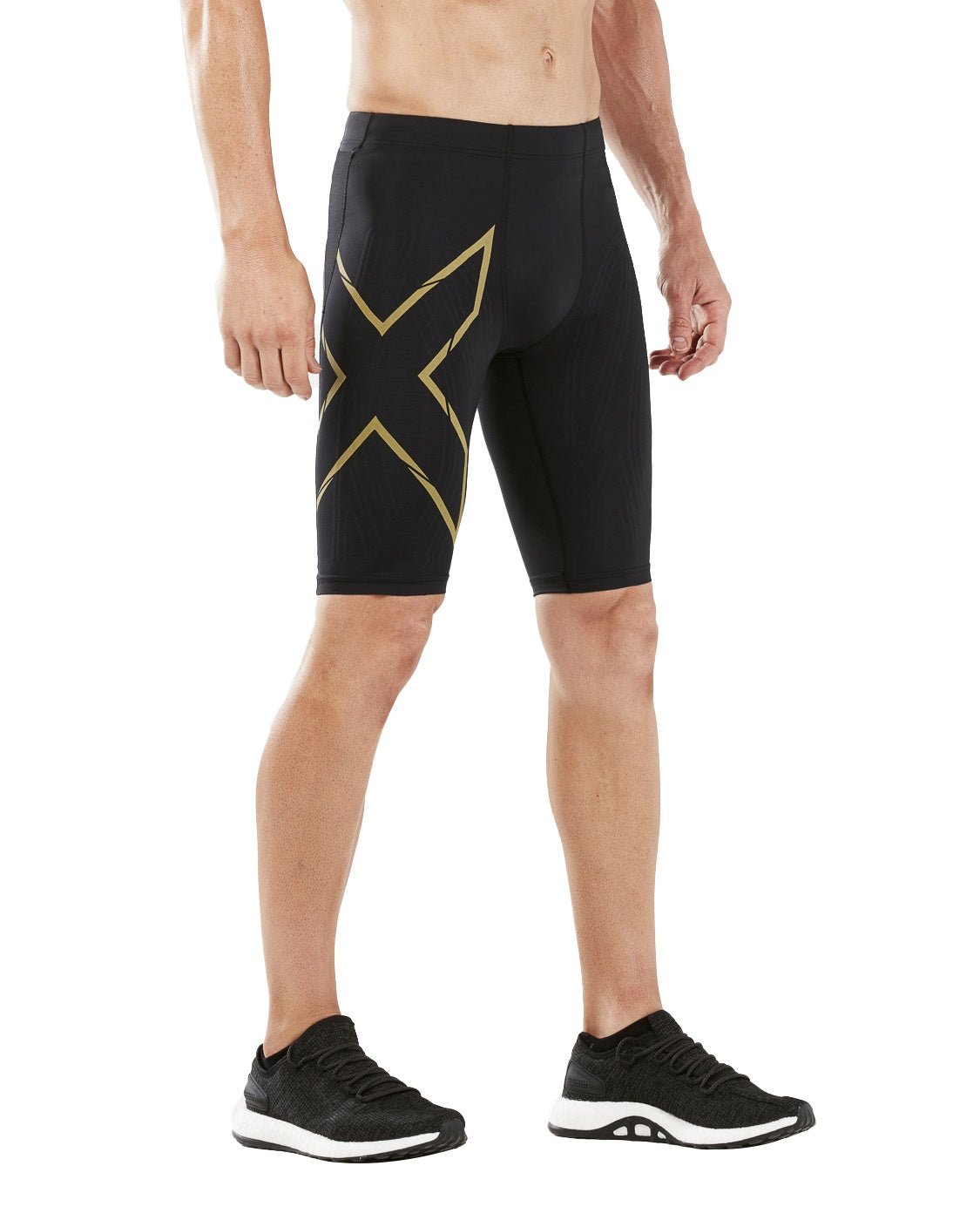 2XU South Africa - Men's Light Speed Compression Shorts - Black / Gold Reflective - Black/Gold Reflective