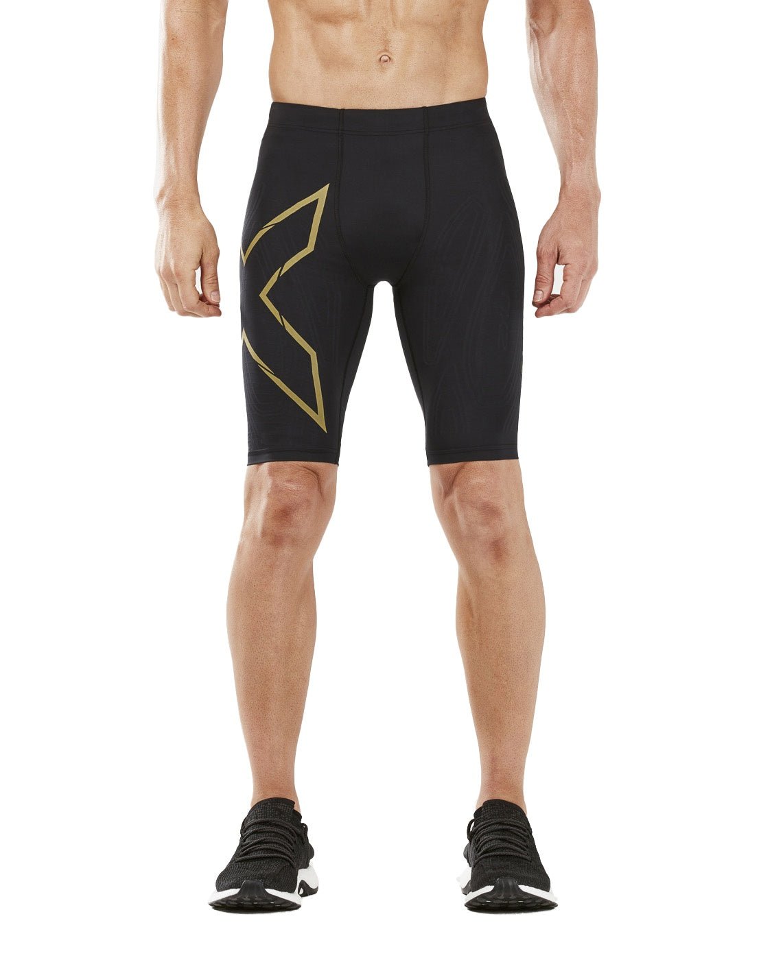 2XU South Africa - Men's Light Speed Compression Shorts - Black / Gold Reflective - Black/Gold Reflective