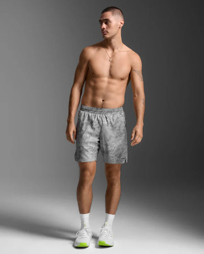 2XU South Africa - Men's Aero 7 Inch Shorts - Weathervane Marble/Blk Reflect