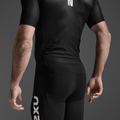 2XU South Africa - Men's Aero Hex Sleeved Trisuit - Black / White - Black/White