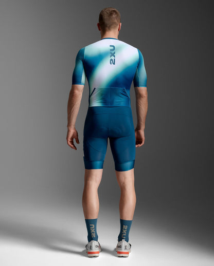 2XU South Africa - Men's Aero Hex Sleeved Trisuit - Jelly Mint/Majol