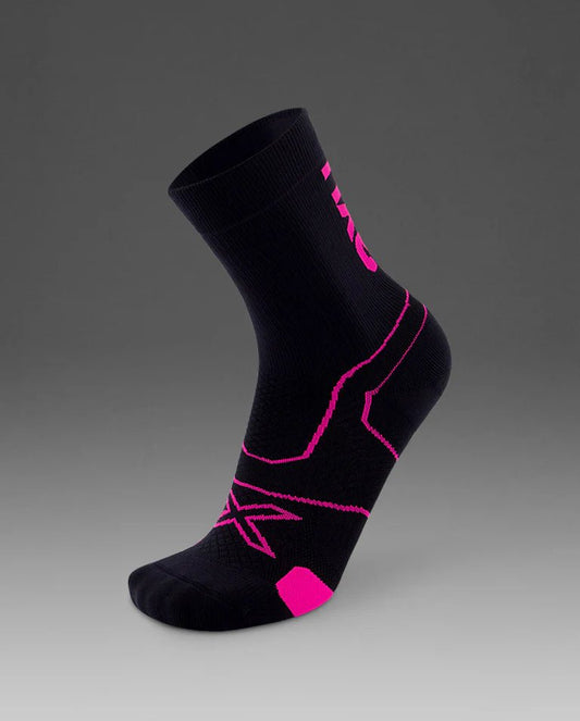 2XU South Africa - Vectr Cushion Crew Socks - Black/Fuchsia
