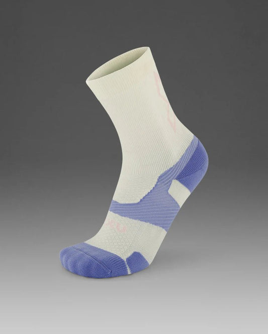 2XU South Africa - Unisex Vectr Light Cushion Crew Socks - Off White/Lavendar