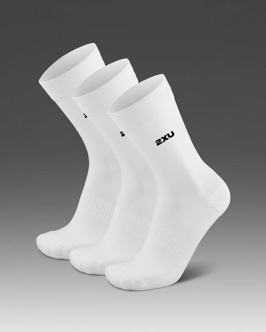 2XU South Africa - Cotton Crew Socks 3 Pack - WHT/BLK