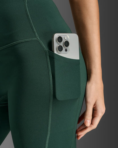 2XU South Africa - Women's Form Stash Hi - Rise Compression Tights - Ever Green/Ever Green