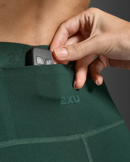 2XU South Africa - Women's Form Stash Hi - Rise Compression Tights - Ever Green/Ever Green