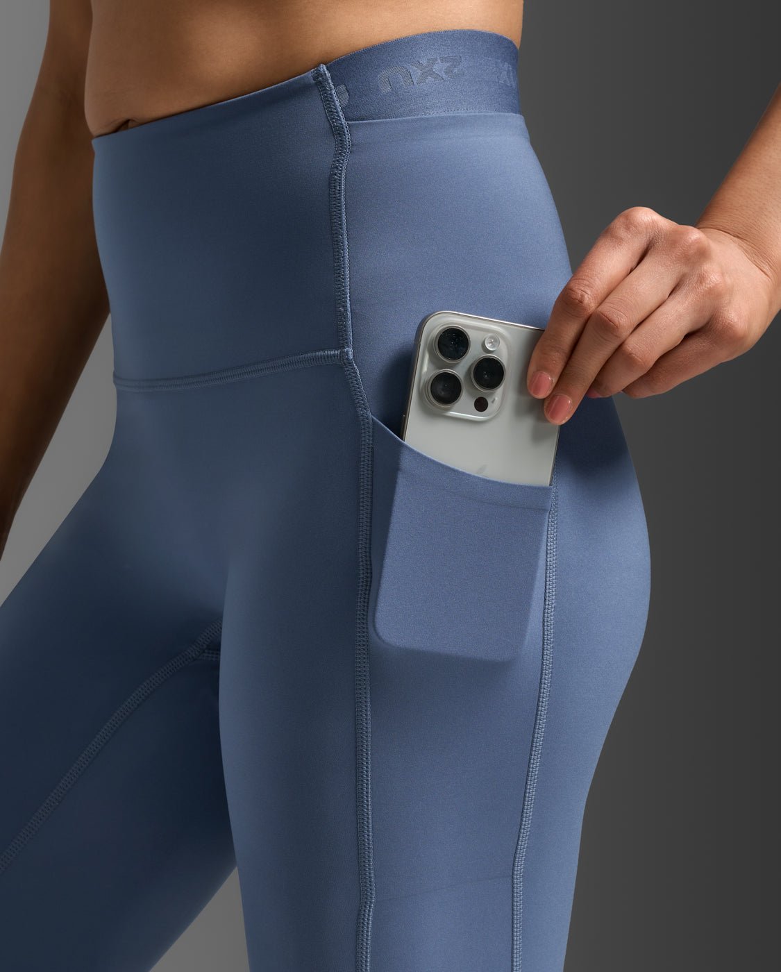 2XU South Africa - Women's Form Stash Hi - Rise Compression Tights - Indigo/Indigo