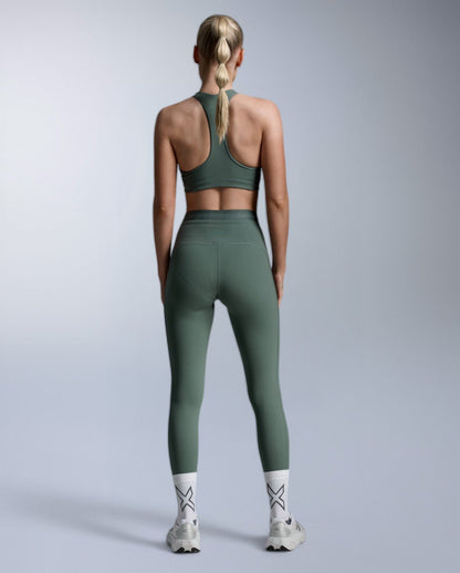 2XU South Africa - Women's Form Stash Hi-Rise Compression Tights - OLIVE LEAF/OLIVE LEAF