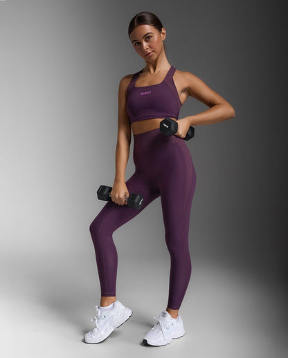 2XU South Africa - Women's Ribbed Hi - Rise Compression Tights - Port/Hyper Violet