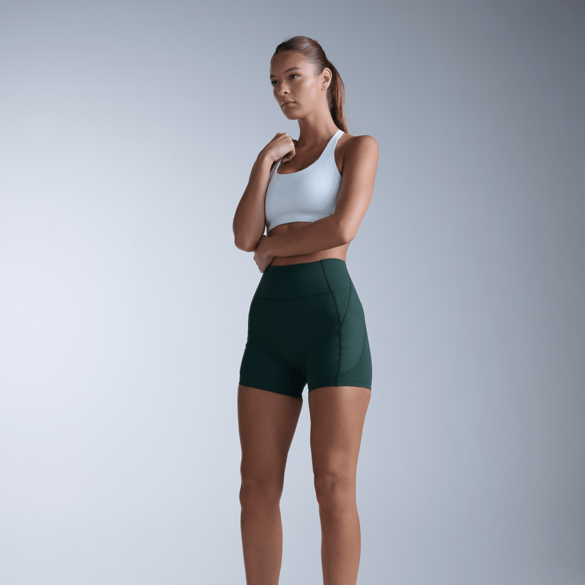 2XU South Africa - Women's Flex Hi - Rise 4in Compression Short - Ever Green / Ever Green