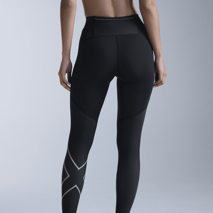2XU South Africa - Women's Aero Mesh Hi - Rise Compression Tight - Black/Silver Reflective