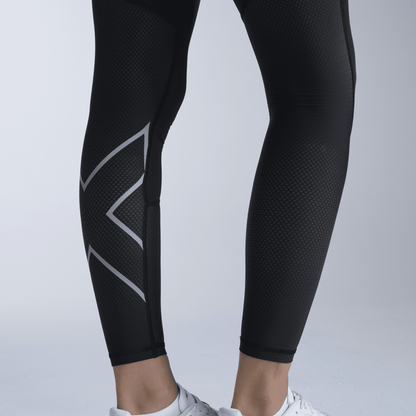 2XU South Africa - Women's Aero Mesh Hi - Rise Compression Tight - Black/Silver Reflective
