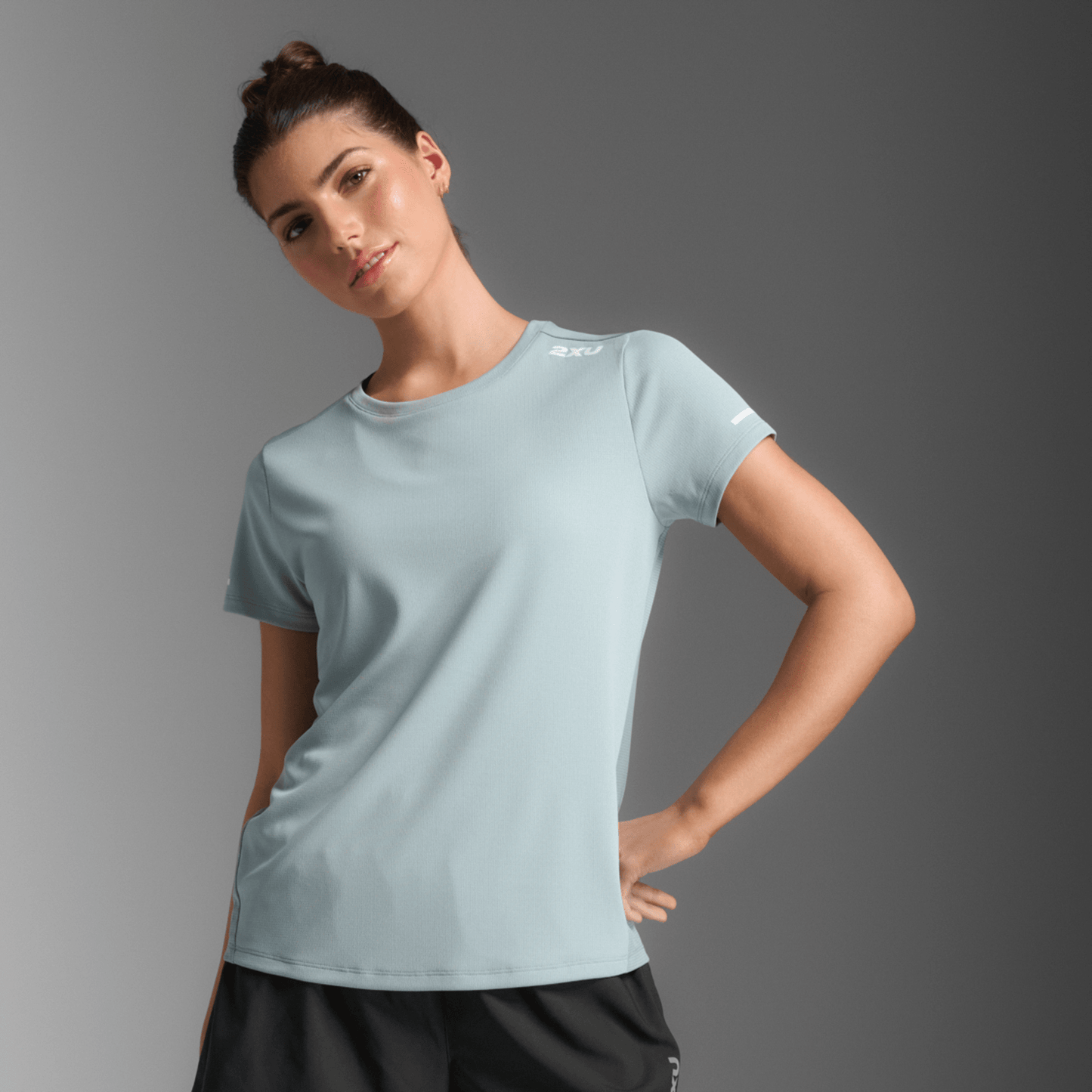 2XU South Africa - Women's Aero Tee - Smoke Blue/White Reflective