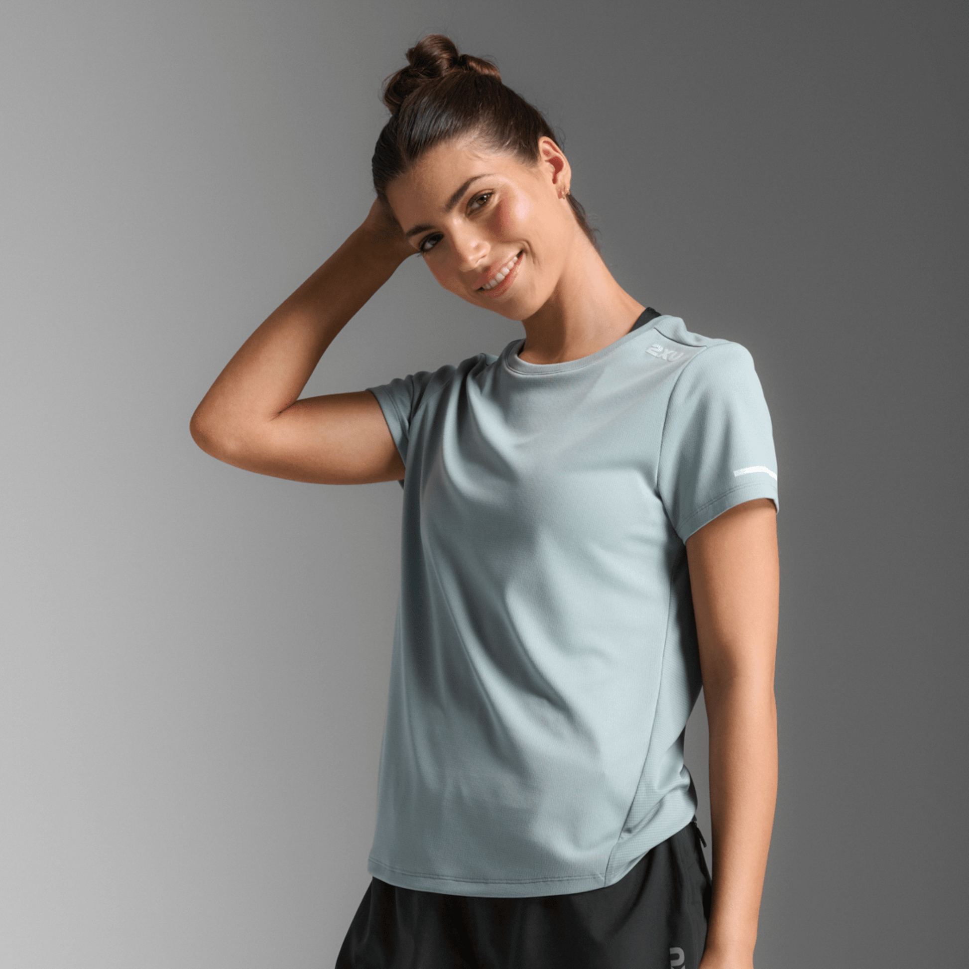 2XU South Africa - Women's Aero Tee - Smoke Blue/White Reflective