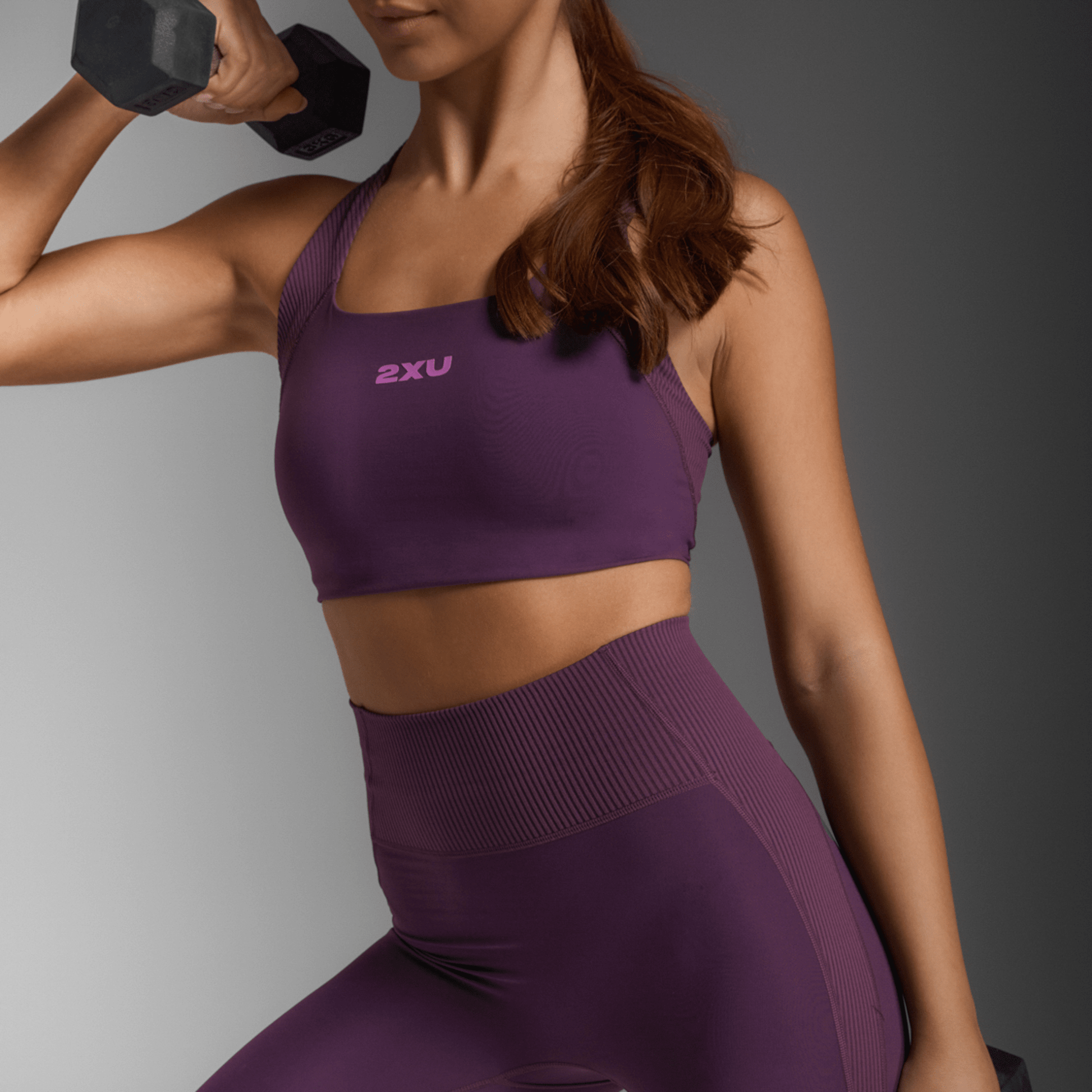 2XU South Africa - Women's Rib Longline Low Impact Bra - Port/Hyper Violet