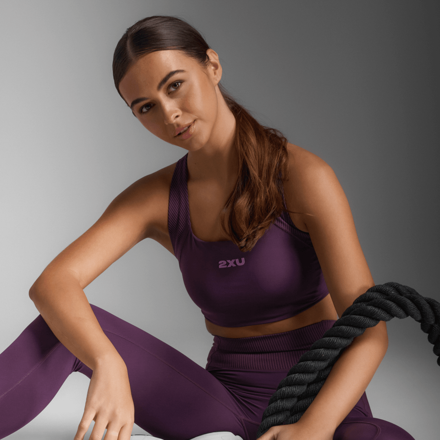 2XU South Africa - Women's Rib Longline Low Impact Bra - Port/Hyper Violet